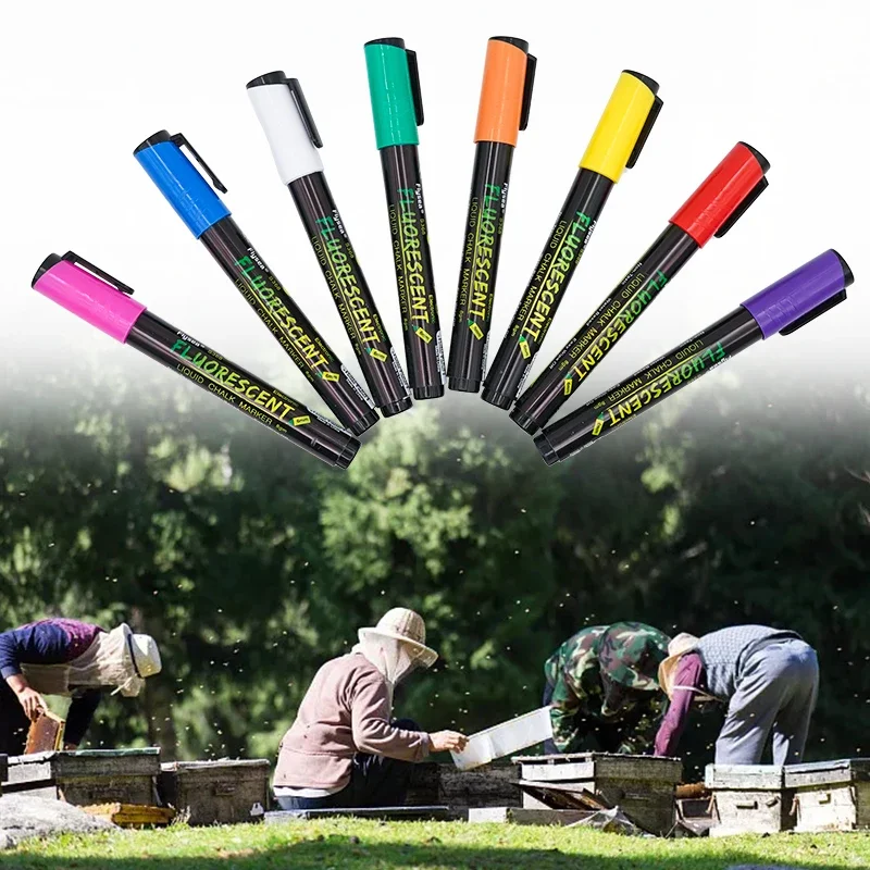 8 Pcs/lot Queen Bee Marker Pen Set 8 Colors Non-Toxic Highlighter Marker Fluorescent Pen Bees Breeding Tool for Beekeeping