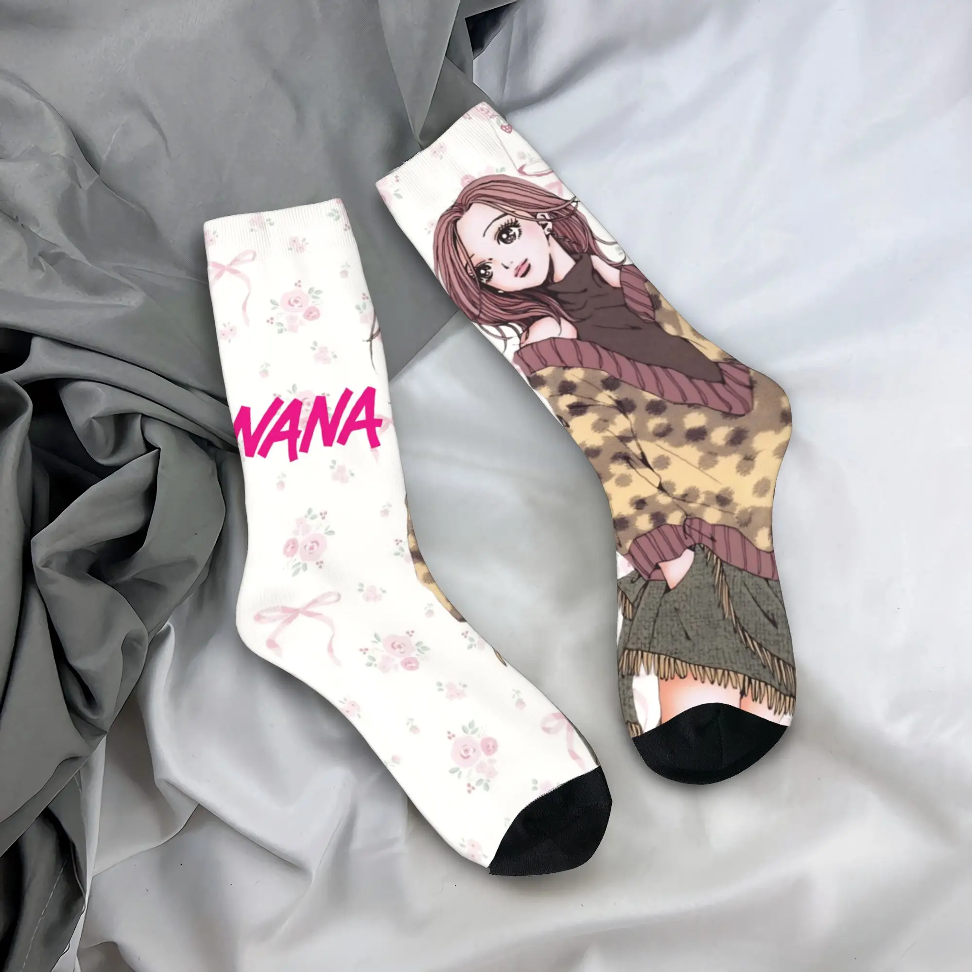 

Женские и мужские носки, чулки NANA, нескользящие носки высокого качества, зимние модные носки для бега с рисунком