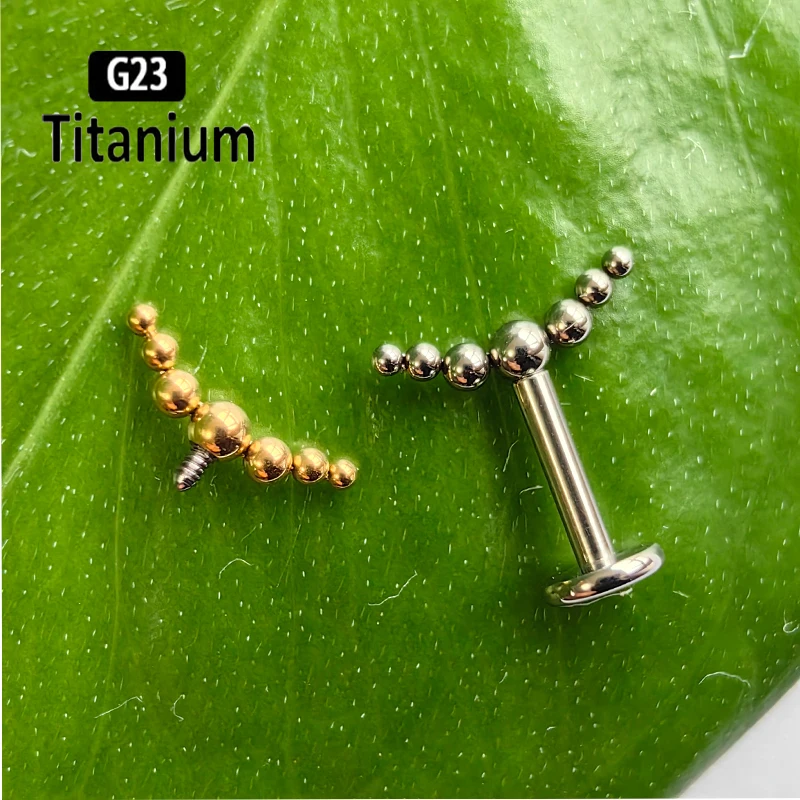 Body Jewelry Vertical Labret - G23 チタンピアス 7 個ボールクラスター垂直ヘリックスイヤリング 16 グラム軟骨ラブレットリップスタッド珠耳ピアスボディジュエリー