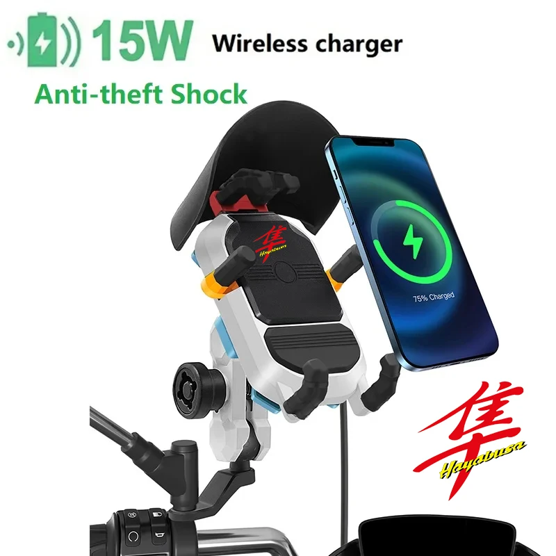 

Expansion Screw Ball Head 15W Wireless Charging Motorcycle Phone Holder Fast Charger Base for Suzuki Hayabusa GSX 1300R Hayabusa