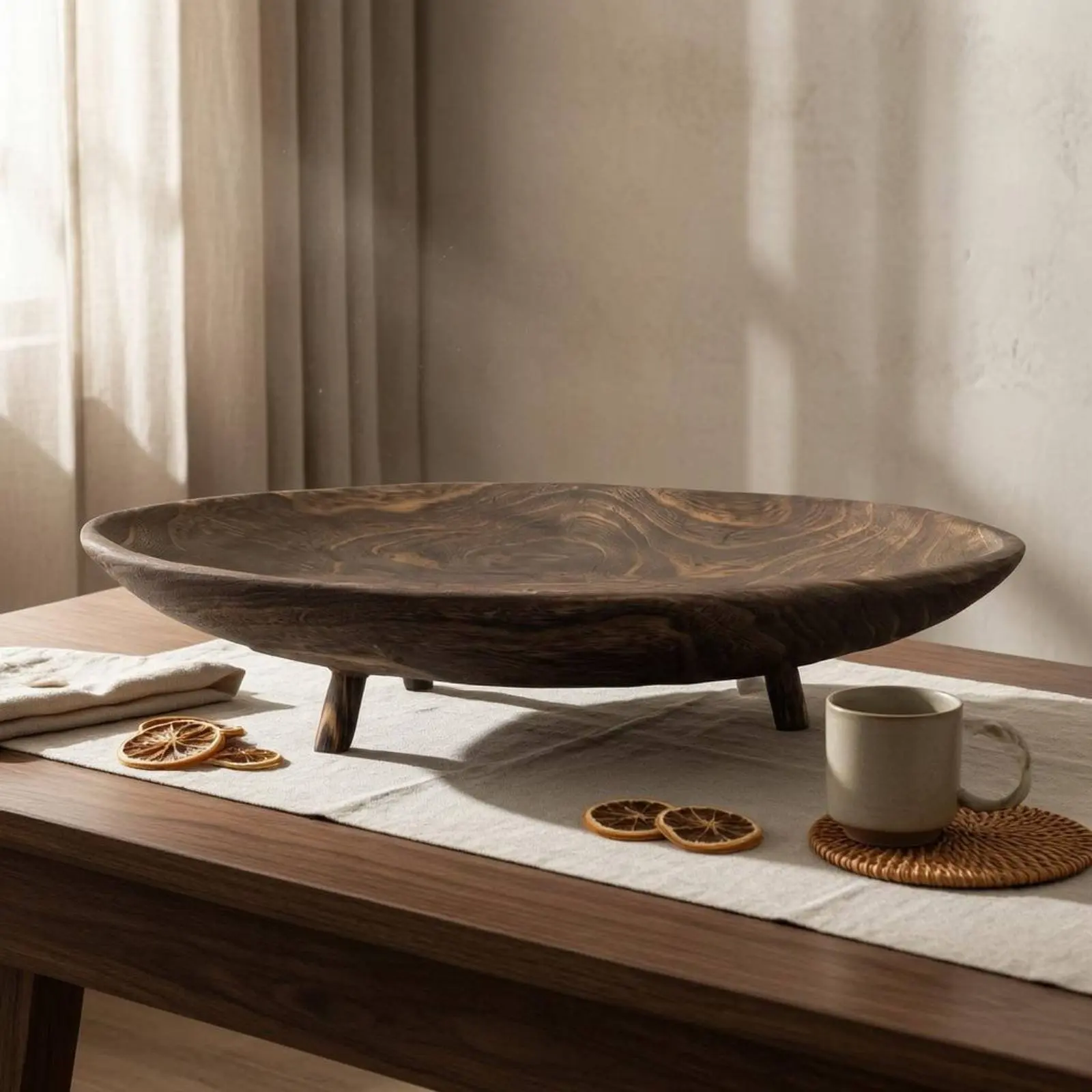Oval Wood Tray Shallow Wood Fruit Tray Tableware Raised Legs