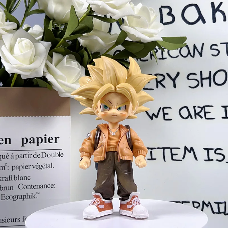 Dragon ball anime figuras q-versão super saiyan infância goku dos desenhos animados boneca modelo estatuetas decoração do carro crianças brinquedos fãs presente