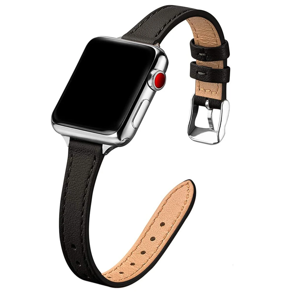 For apple watch ultra 49mm 6 se 40mm 44mm 8 41mm 45mm band Slim Leather strap for iwatch 7 5 3 38mm 42mm bands women Thin correa