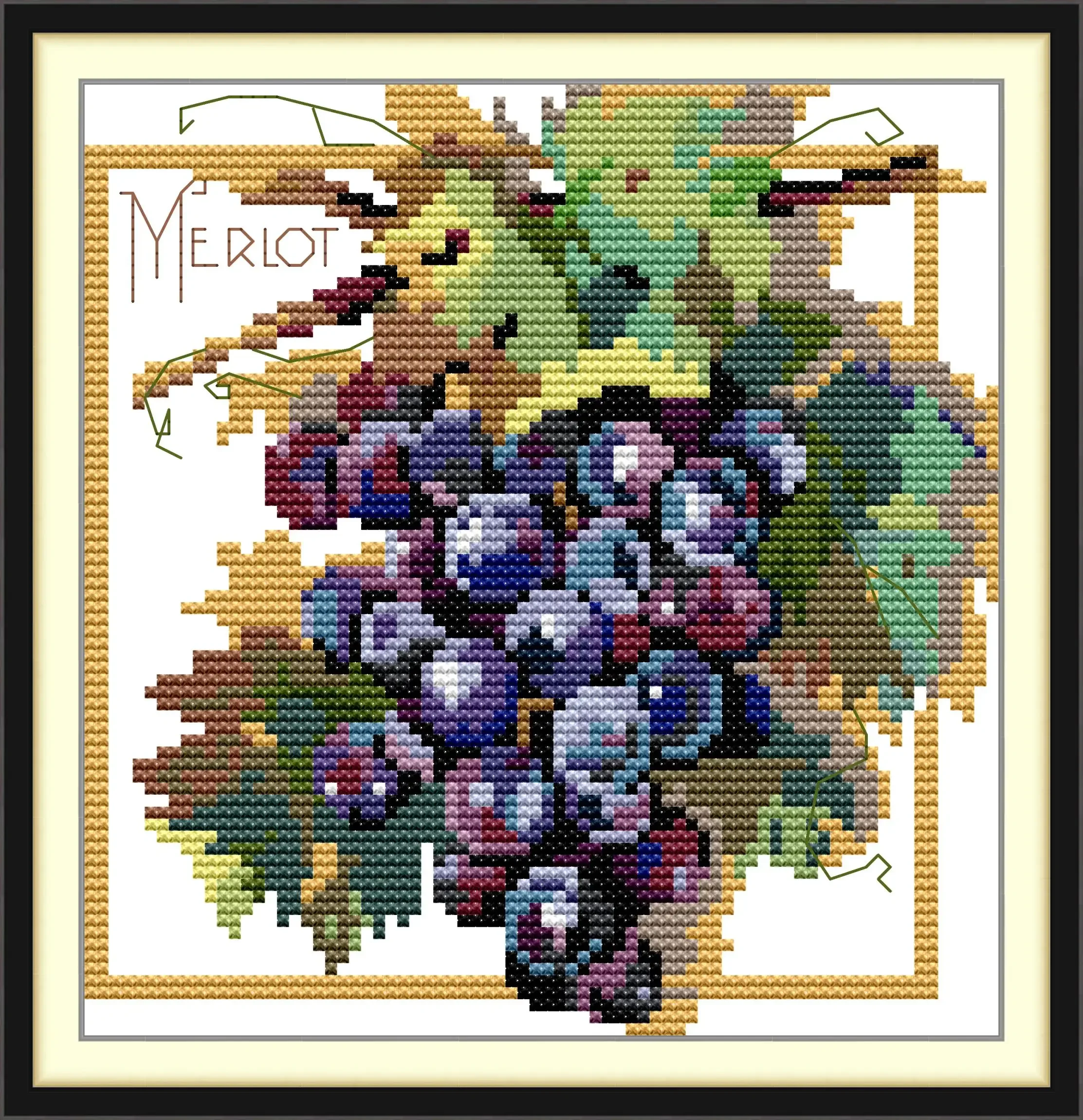 

Soulgift Stamped Pre-Printed Cross Stitch Kits, 9CT/11CT/14CT/16CT Fabric With DMC Threads, Easy To Follow - Bunch Of Grapes 3