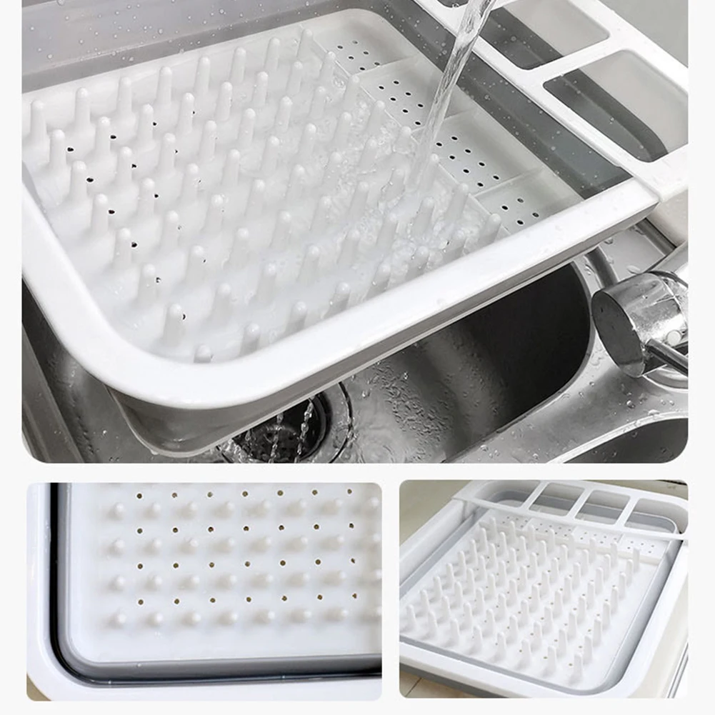 Foldable Dish Rack Dish Tableware Plate Drying Rack Storage Organizer Basket Space Saving Dish Bowl Tray Kitchen Accessories