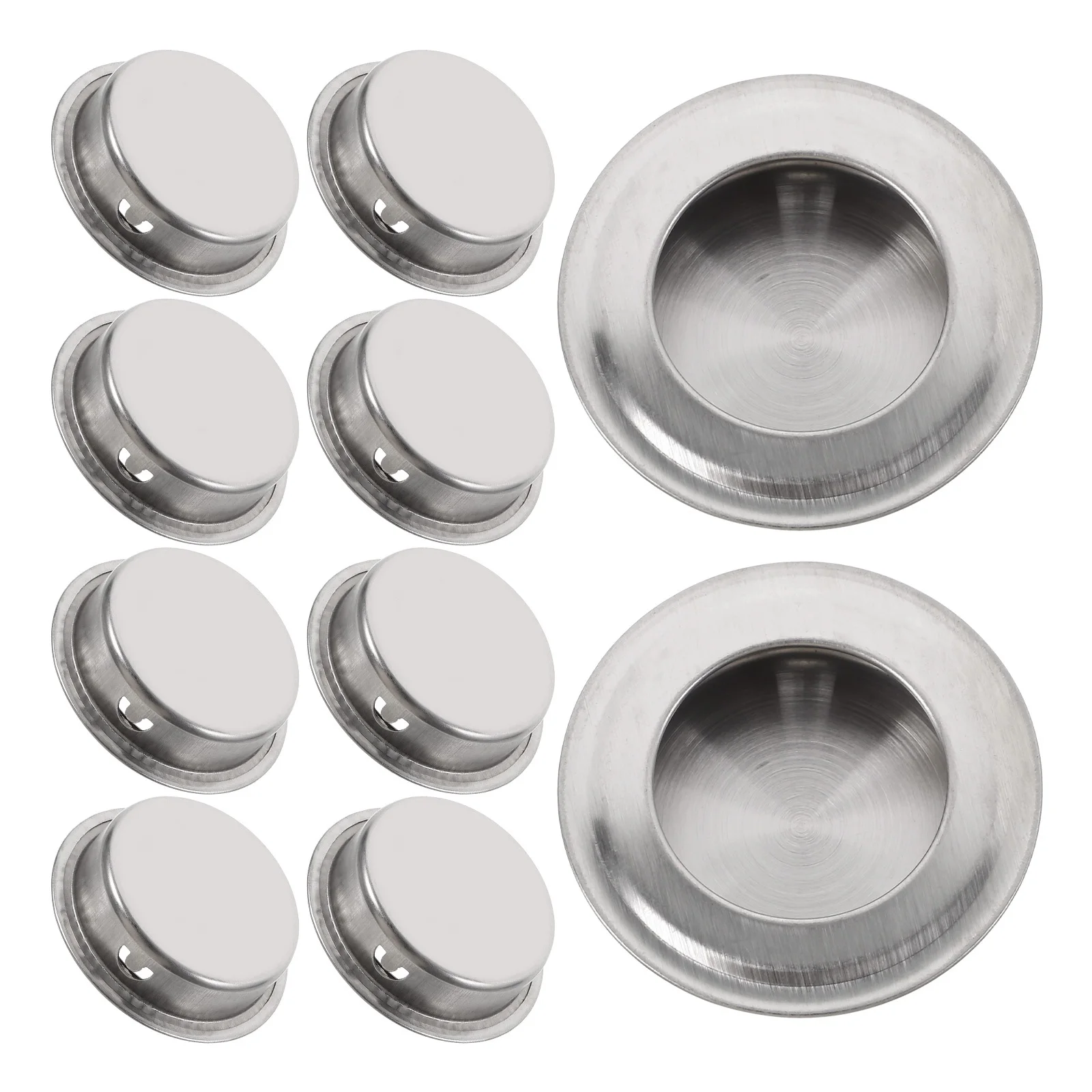 

10Pcs Stainless Steel Cabinet Pull Round Recessed Handle Sliding Door Closet Drawer Pull Sliding Closet Door Handle