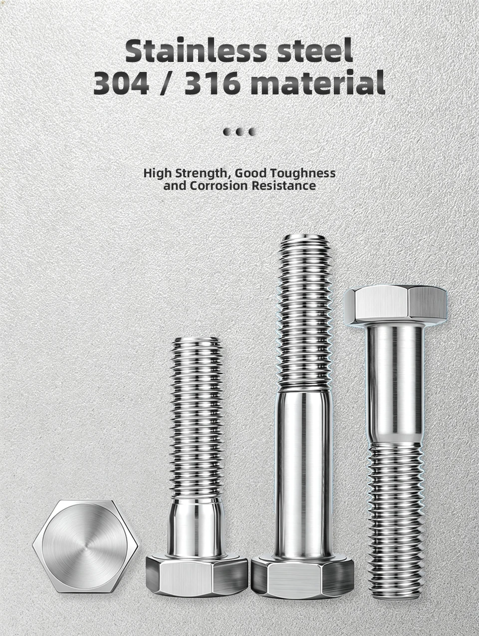 DIN931 Sechskantschrauben mit halbem Gewinde, 304 316 Edelstahl, Sechskantkopfschrauben mit teilweisem Gewinde, metrische Befestigungselemente M6 M8 M10 M12 M14 M16 – Detail 8