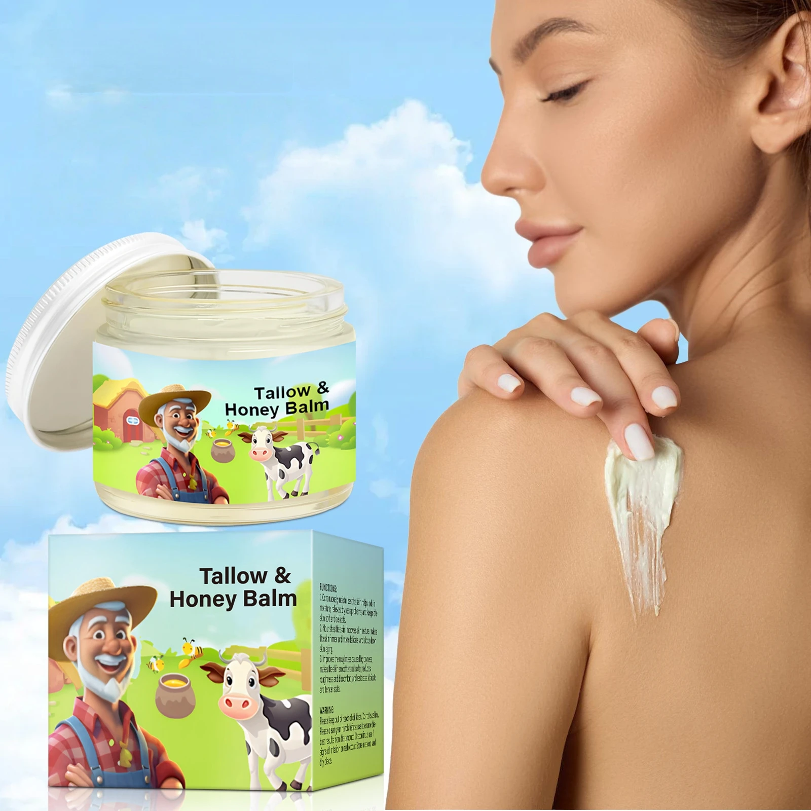 

Handmade Natural Beef Fat Honey Skincare Cream - 60g Grass-Fed Cow Twill Fabric Cream Pure Moisturizing Fragrance Skincare