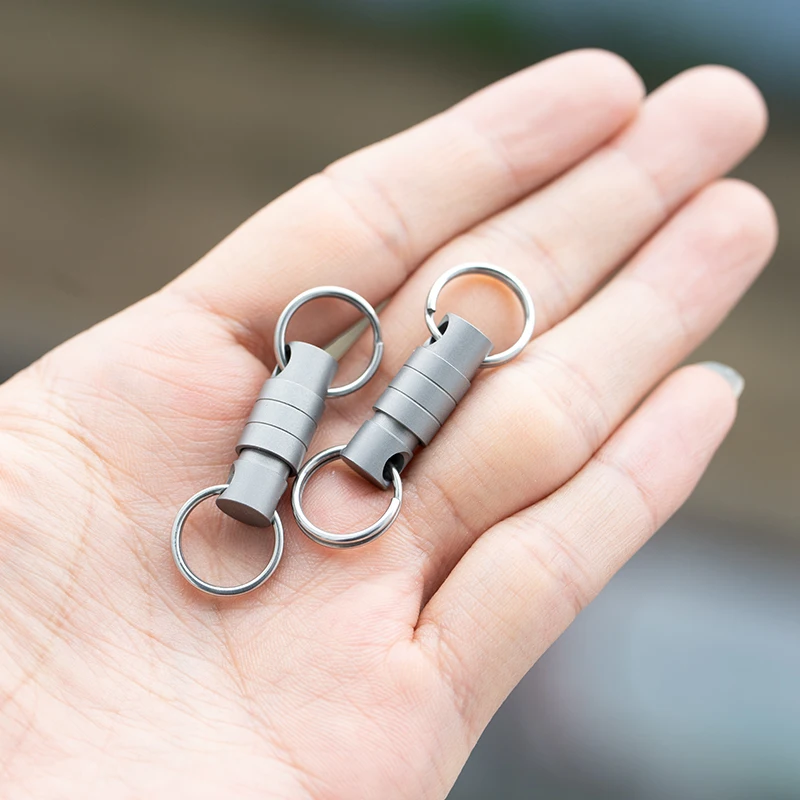 MINI Titanium Alloy Rotating Ring Buckle Keychain Waist Belt Buckle Spring Locking Keyring Outdoor Tool EDC Tool