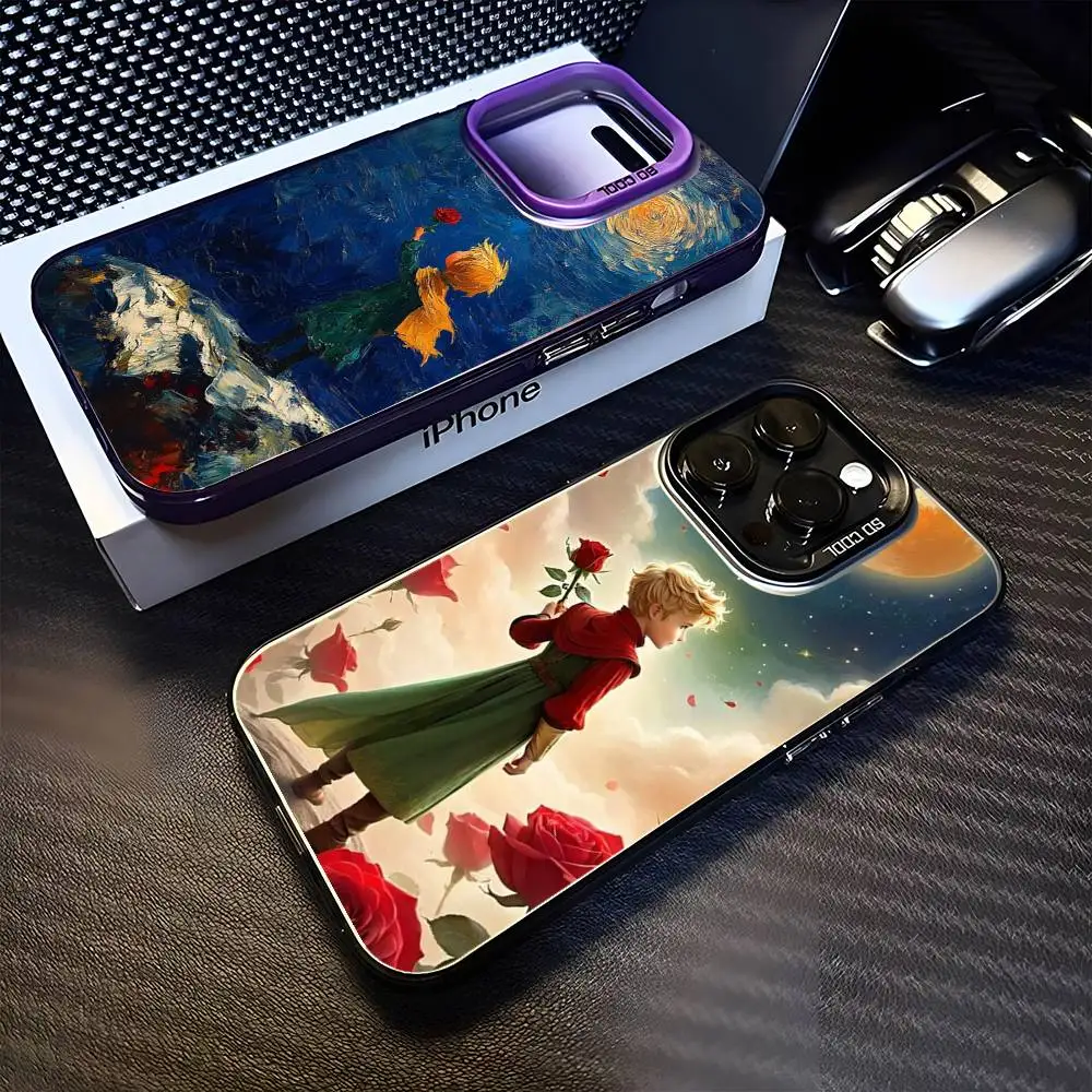 

Oil Painting The Little Prince Phone Case For iPhone 16,15,14,13,12,11,Mini,Pro,MAX Purple Matte Shockproof Cover