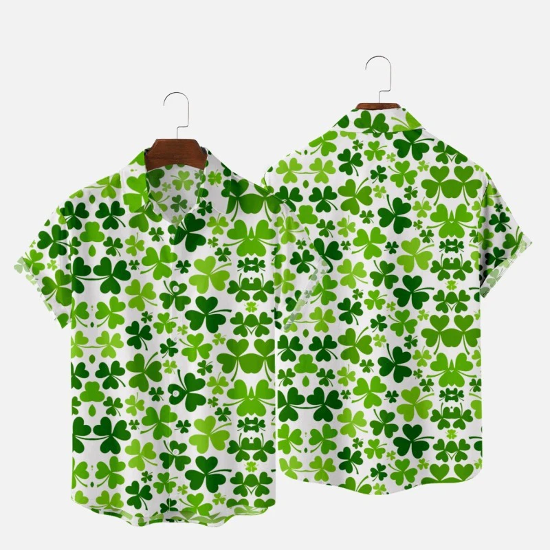 

Мужская гавайская рубашка с тропическим принтом и коротким рукавом с воротником на пуговицах для повседневной пляжной одежды и повседневной одежды