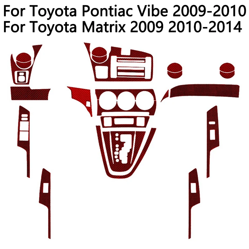 Para Toyota Matrix 2009 2010-2014 pegatinas rojas de fibra de carbono para Toyota Pontiac Vibe 2009-2010 accesorios de estilo Interior de coche