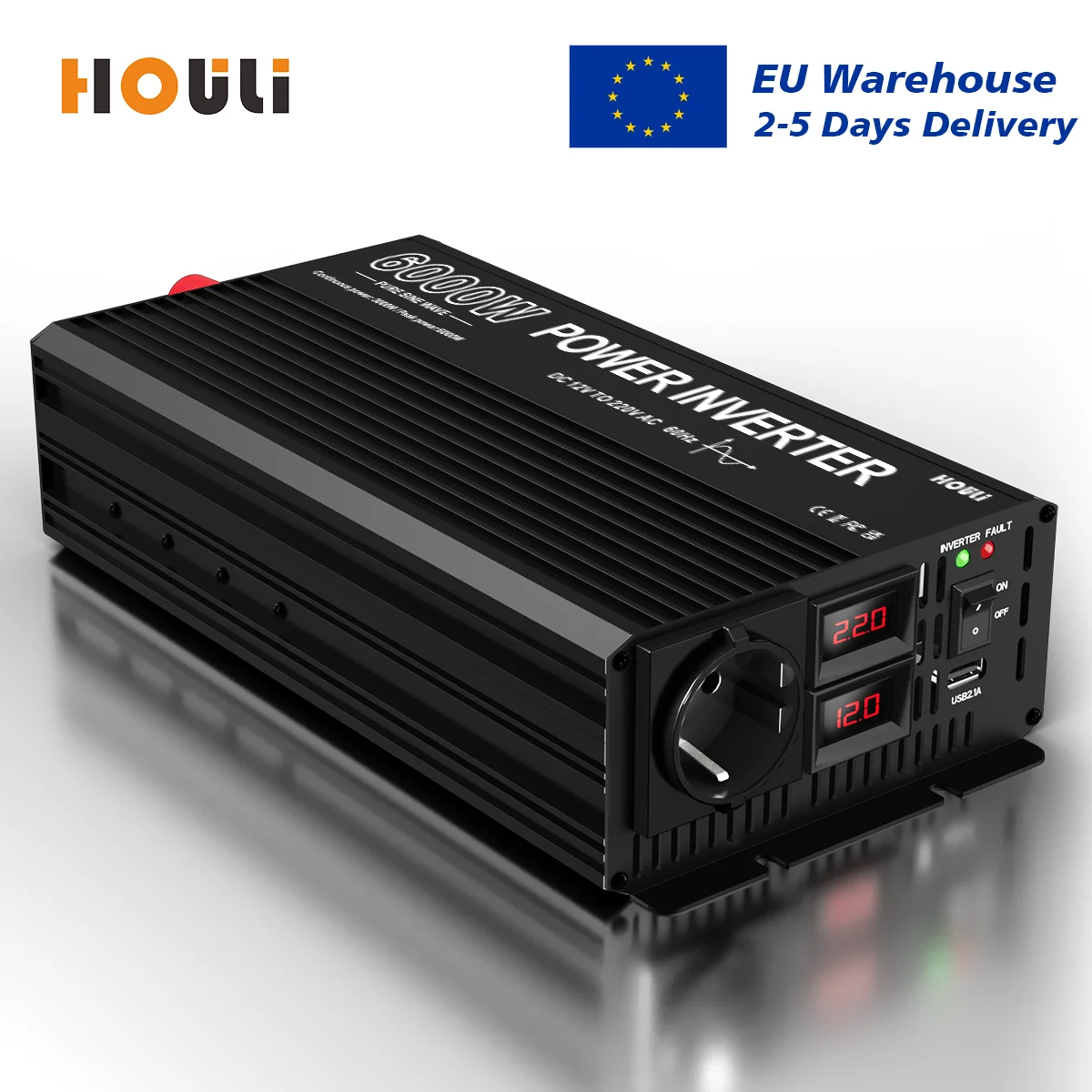 HOULI 5000W 6000W przetwornica convertisseur 24v 220v pur sinus powerful voltage converter camping car