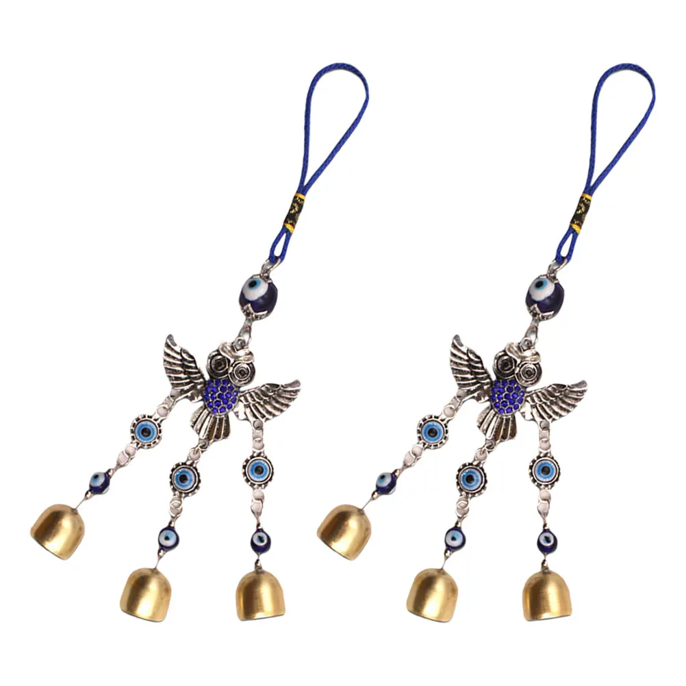 

2Pcs Evil Eye Owl Car Pendant Blue Eye Hanging Ornament Rearview Mirror Decoration Protective Wind Chime Car Accessories Unique