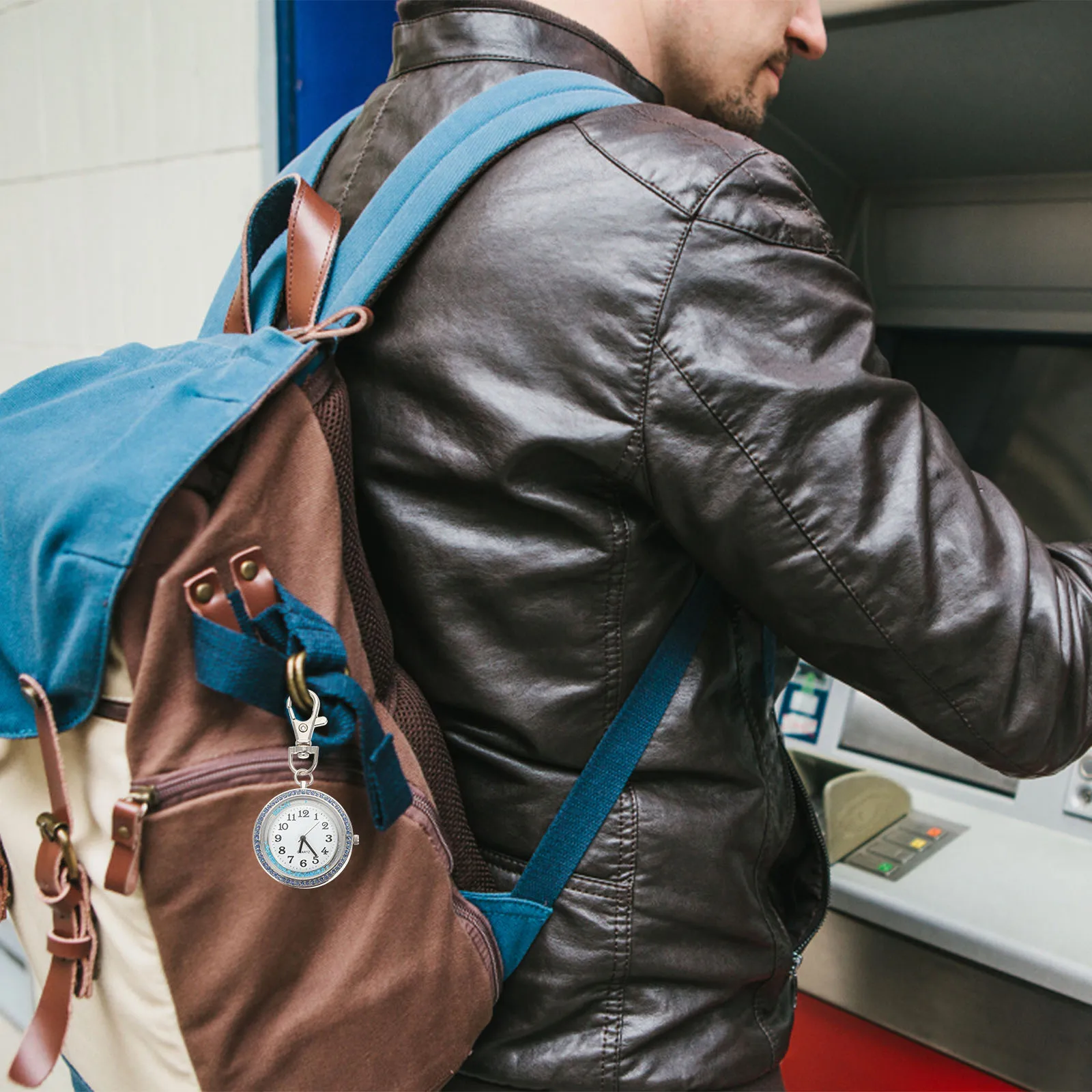 Key Rhinestone Hanging Table Ring Pocket Watch Women Stainless Steel Vintage Style Man