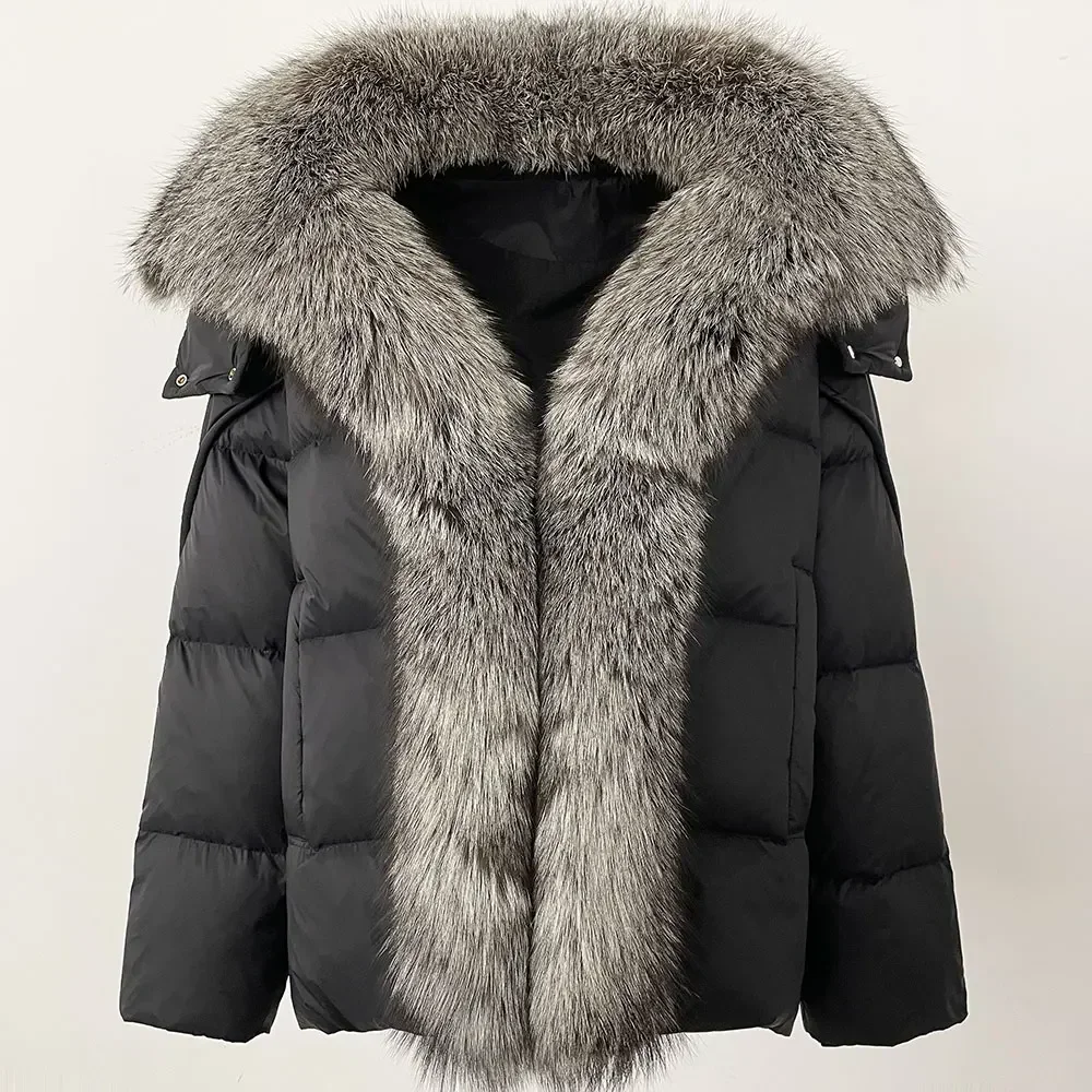 

Women Waterproof Reality Fur Coat Natural Raccoon Fur Coat Winter Puffer Jacket Warm Hooded Parkas Female Jacket Duck Down Coat