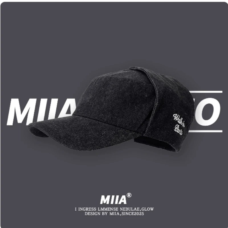 New Retro Niche Embroidery Letter PU Baseball Cap Winter Dark Men's and Women's Street Trend Ear Protectors Flying Bomber Hats