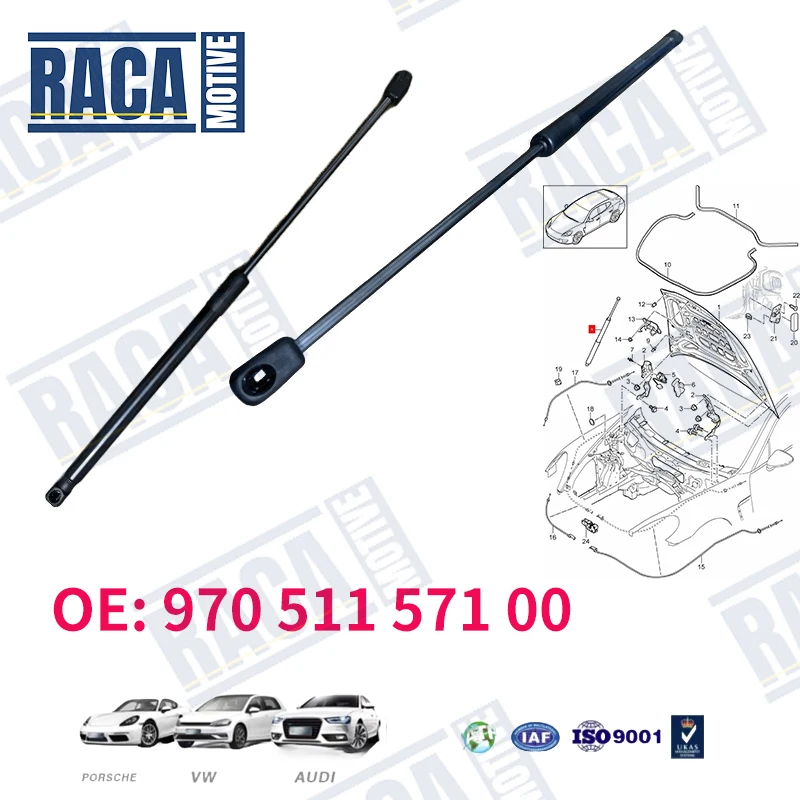 

For Porsche Panamera 970 10-16 Right & Left Hood Shocks Struts Support 97051157200 97051157100