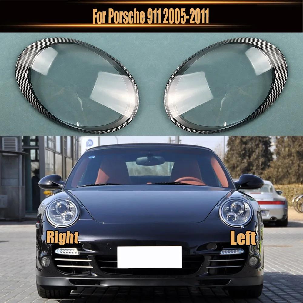 

For Porsche 911 2005-2011 Headlight Cover Headlamp Lamp Shell Lampshade Transparent Shade Replace Original Lens Plexiglass