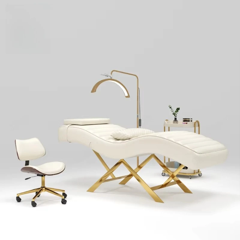 

Modern stainless steel base adjustable eyelash bed with head and color comfortable massage bed