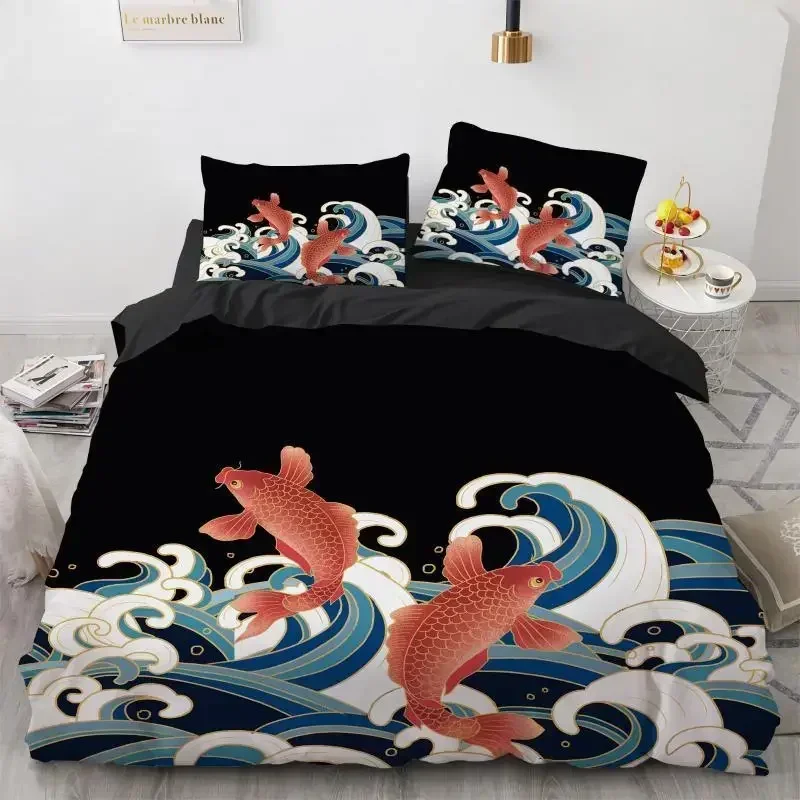 2-3 Piece Set (No Core) Japanese Style Bedding Set 3D Digital PrintingSuitable For Bedroom Duvet Cover Set Ukiyo-e Style Gift