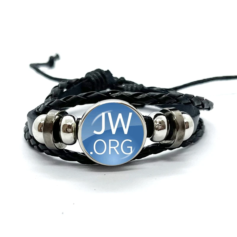 JW.ORG Bracelet Jehovah's Witnesses Art Picture Glass Cabochon Black Pink Button Bracelet Jewelry For Catholicism Gift