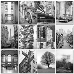 GATYZTORY Mordern Paint By Numbers Paint Kit Black And White Landscape Diy Set Handicrafts Home Decors On Canvas Gift Easy