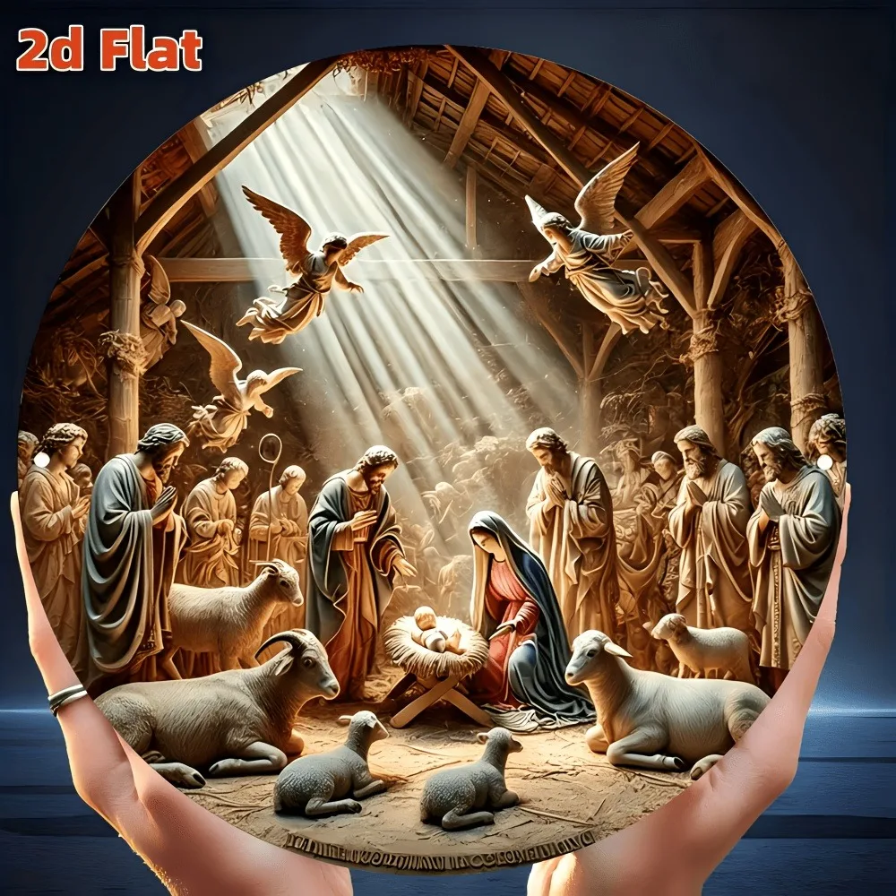 CIFBUY Vintage Aluminum Wall Art Waterproof Scratchproof Nativity Sign For Home Church Indoor Outdoor Yard Decor