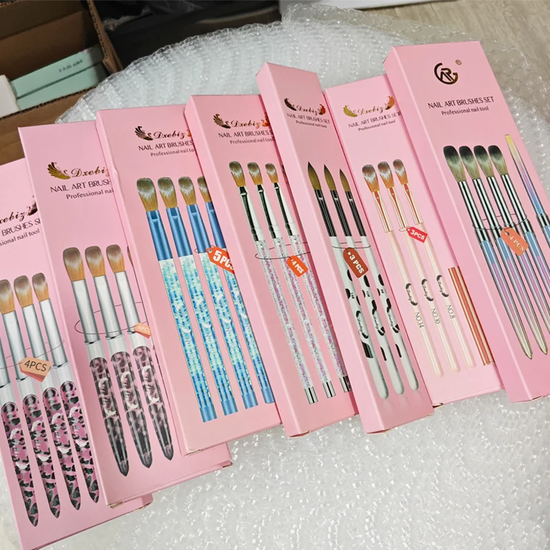 Acrylic Nail Tools Kolinsky Nail Brush Set Nail Tool Set Manicure Acrylic Brush Pen for Powder Removed Extension Carving Tools