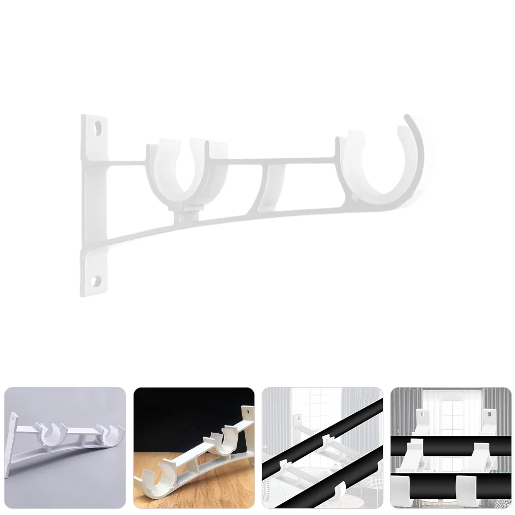 

4pcs Double Bracket Iron Wall Mount Black Finish For Dual Layer Curtains Roman Shades Heavy Duty Support Brackets For Wall