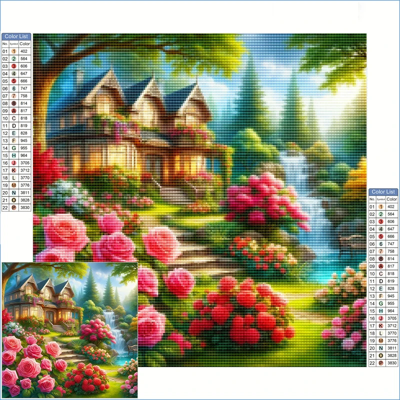 

Diamond Art Painting Kits Full Clearance Beautiful House Surrounded By Lush Garden Crystal Art Diamond Painting Home Decor Items