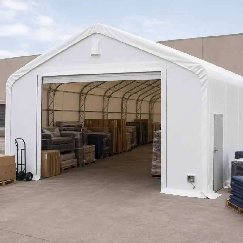 2026 40x80x21ft Heavy  Double Truss Storage Shelter Galvanized Steel Frame PE/PVC Mesh Cover Options for Outdoor Storage