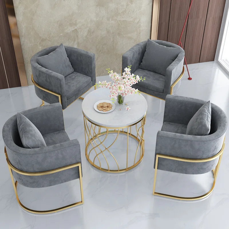 Simple modern single sofa chair, Internet celebrity ins, nail art clothing store, hotel lobby reception, fabric sofa, table and