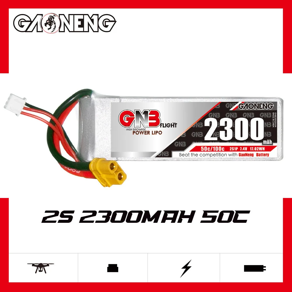 2Pcs GNB 2S 3S 4S 6S 2300mAh 50C/100C Lipo Battery With T XT60 Plug for RC Car Trucks Buggy Vehicles Models RC UAV FPV Airplane