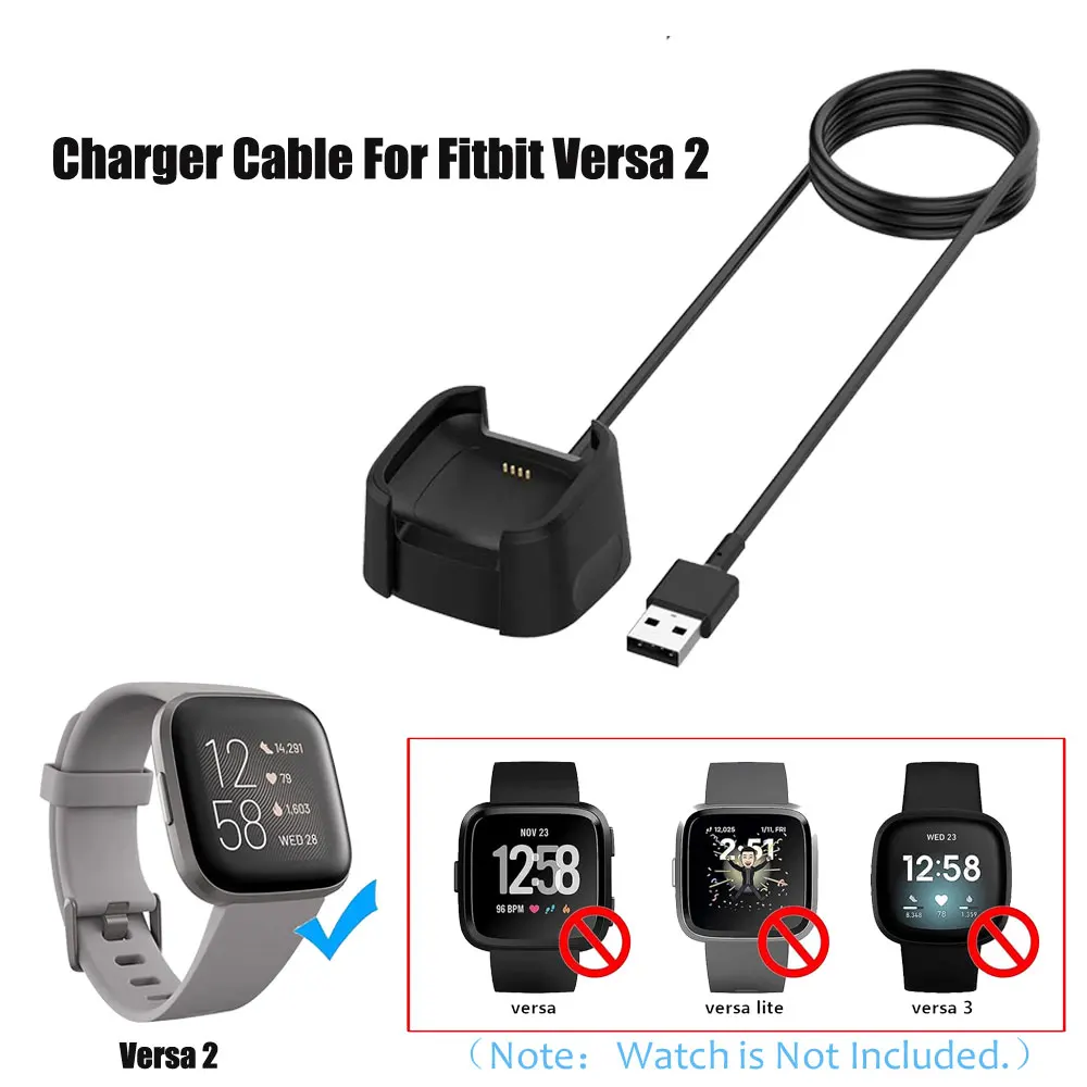 1m Charging Dock For Fitbit Versa 2 Smart Watch Replacement USB Charging Cable Adapter For Fitbit Versa 2 Charger Smart Acces