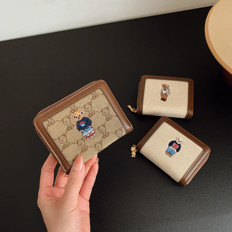 【Hot Sale】Cute Cat Wallets for Women Card Holder Small Purses with Zip Coin Pocket High Quality Square Hand Bags bag for women