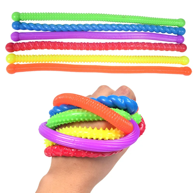 1 Pcs HOT SALE Novelty Funny TPR Soft Rubber Spaghetti Elastic Rope Children Adult Spaghetti Elastic Rope Decompression Toys