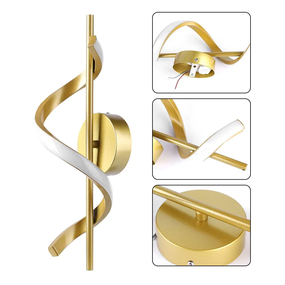 Modern LED Wall Lamp Bedroom Bedside Sconce Gold Decorative Lighting Three-color Adjustable Light Living Room Fixtures