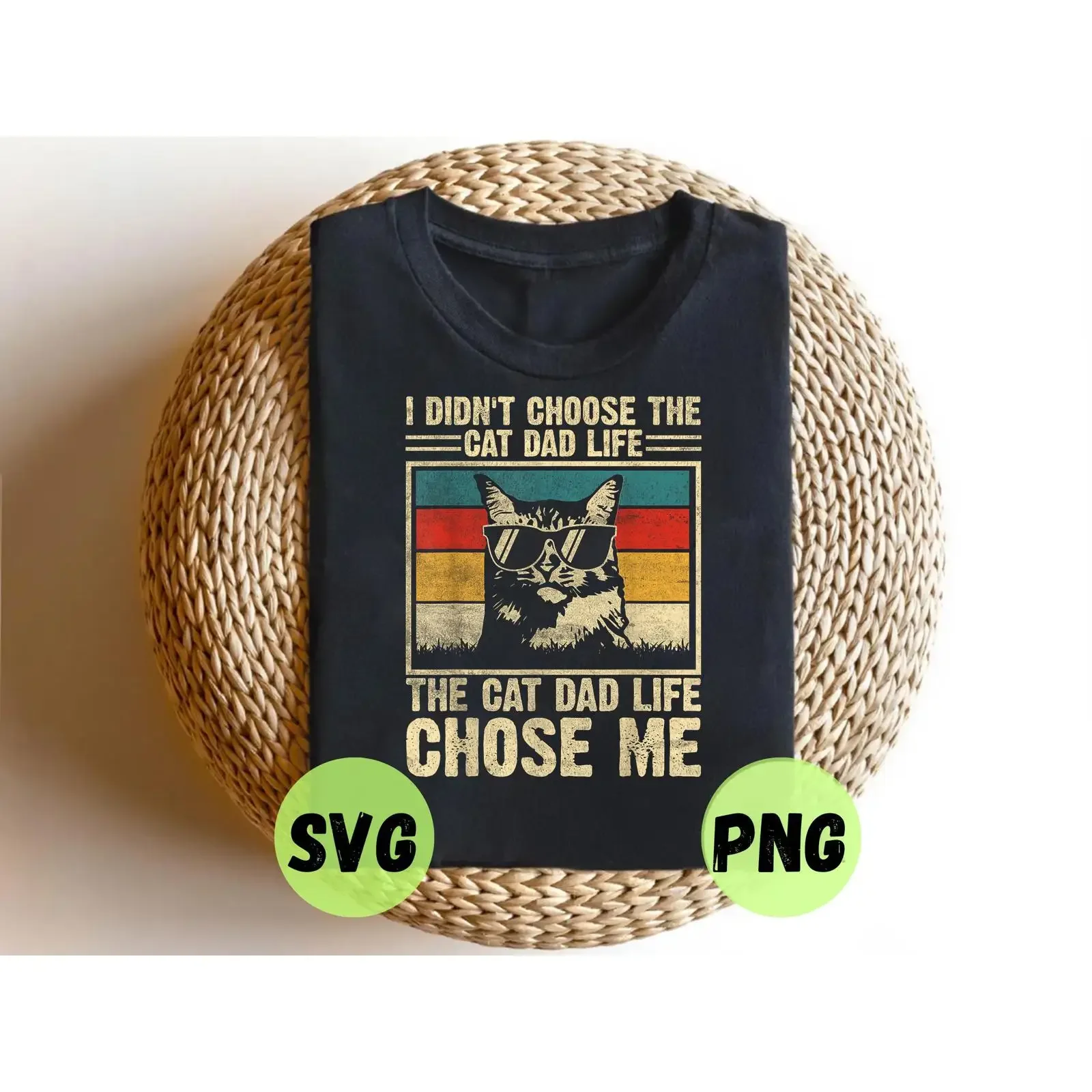 Жизнь кошачьего папы выбрала меня SVG PNG Забавный дизайн для любителей животных и отцов Цифровая загрузка винтажный состаренный повседневный принт унисекс дышащий