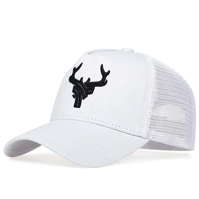 Unisex Animal Antlers Embroidery Baseball Net Caps Spring and Summer Outdoor Adjustable Casual Hats Sunscreen Hat image 5