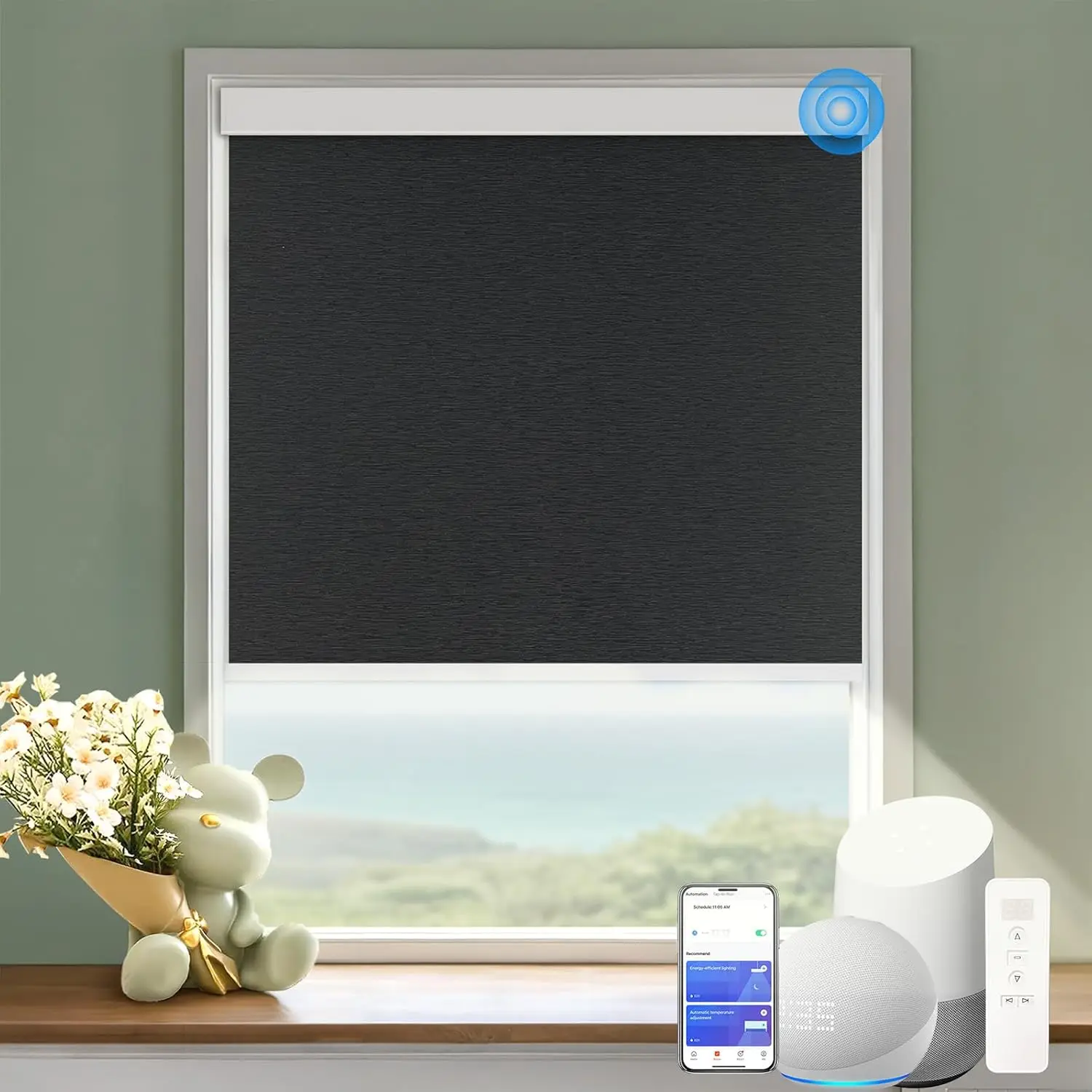 

Motorized Blinds with Remote Cordless Automatic Motorized Shades Custom Blinds for Windows Smart Curtains Compatible with Alexa
