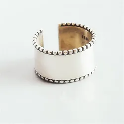 New Korean Style Worn Wide Glossy 925 Sterling Silver Jewelry Not Allergic Personality Lace Exquisite Opening Rings R113