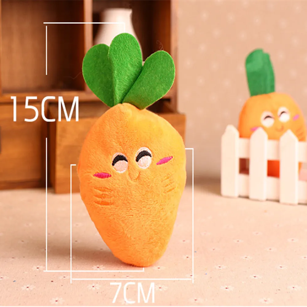 3pcs Pet Dog Squeaky Carrot Plush Toys Stuffed Soft Dog Cat Chew Interactive Toys for Dogs Cats Teeth Cleaning Pet Supplies