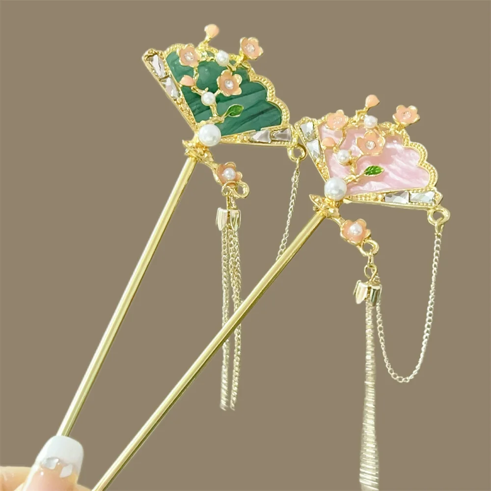 1pc Fashion Chinese Style Women Hair Accessory Suitable for Daily Party Wear Elegant Fan-shaped Girl Jewelry Hair Needle Hairpin