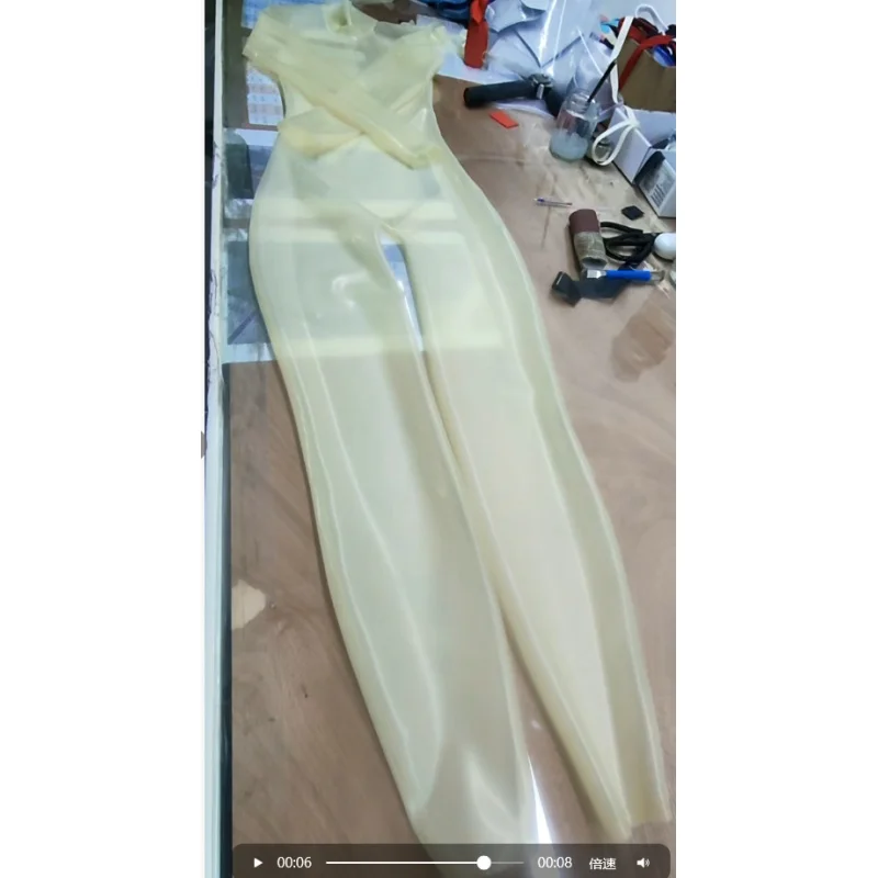 Transparent zipper free latex jumpsuit customization bodysuit