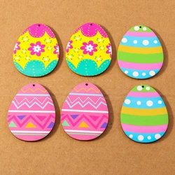 10 Pcs Colorful Easter Egg Charms Pendants for Making Earrings Necklace DIY Easter Day Jewelry Gift Accessories Supplies