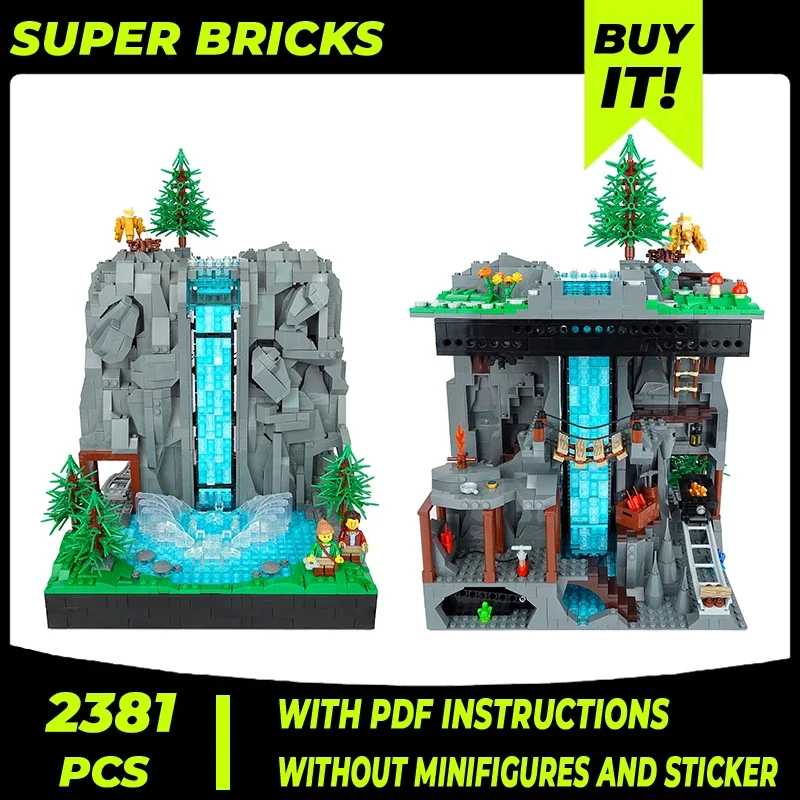 Natural Landscape Model Moc Building Bricks Working Waterfall Technology Modular Blocks Gifts Christmas Toys DIY Sets Assembly