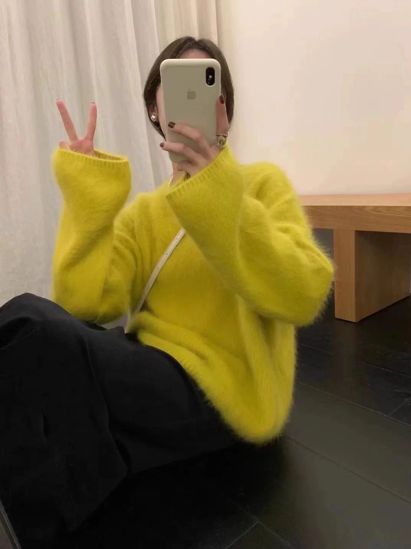 

Loose Women's Knitted Long Sve Sweater Autumn Winter New Sle Korean Lazy Sle Waterproof Mink Coat Head over Footwear