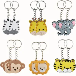 12pcs Jungle Animals Keychain Lion Monkey Keychain Wildlife Theme Birthday Party Decoration Jungle Safari Favors Gifts