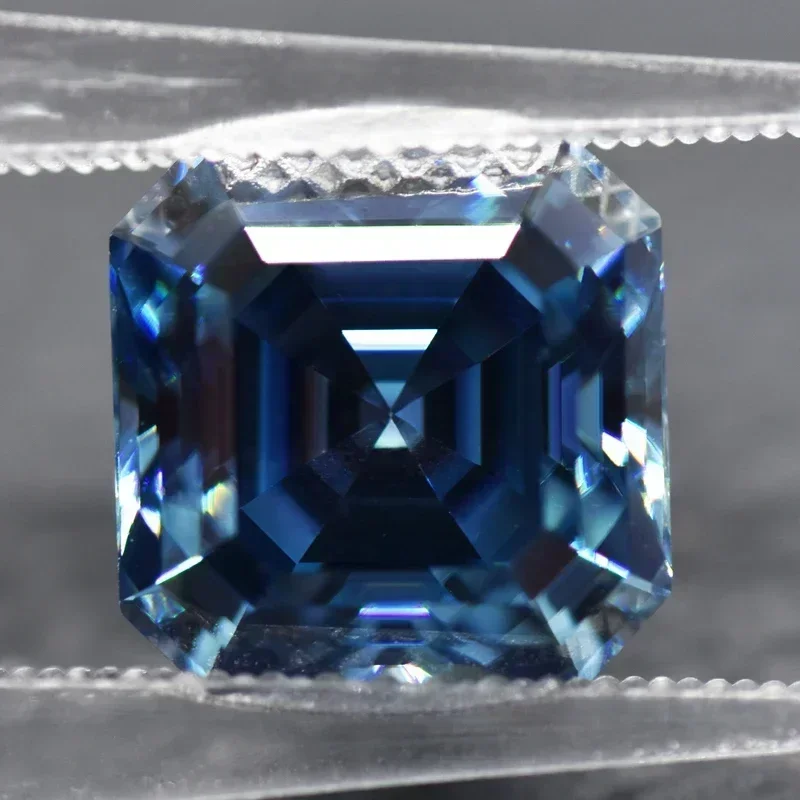 

NEW Moissanite Stone Asscher Cut Sapphire Blue With Certificate Pass Diamond Tester For Gemstone Charms Jewelry Making Mater